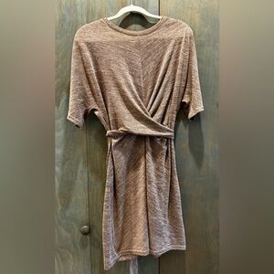 Tan heather wrap dress
